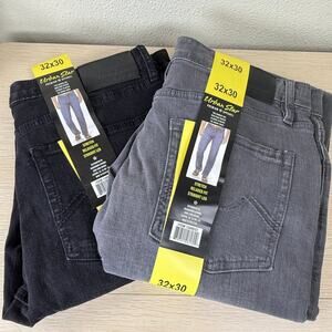 Urban Star NWT Mens Stretch Relaxed Fit Straight Leg Black Gray Jeans 32 x 30